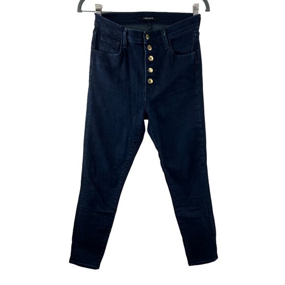 J Brand Lillie High Rise Crop Skinny Jeans Button Fly Dark Wash Stretch Size 27 - Picture 1 of 8